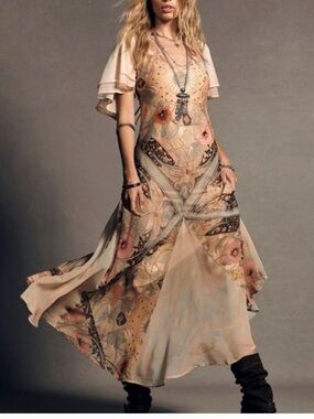 Free People Bohemian Celestial Nights Floral Maxi Dress